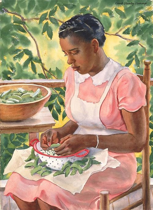 Frank Stanley Herring (1894-1966) - Laura shelling butter beans